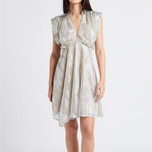 IRO Brandi dress Metallic Draped V-Neck lined